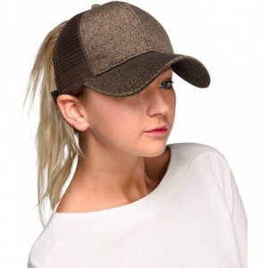 Baseball Caps Hatsandscarf Ponytail caps Messy Buns Trucker Plain Baseball Cap (BT-6) - Glitter-smoky Topaz - C218Q3CIUXS $13.22