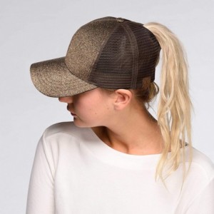 Baseball Caps Hatsandscarf Ponytail caps Messy Buns Trucker Plain Baseball Cap (BT-6) - Glitter-smoky Topaz - C218Q3CIUXS $13.22