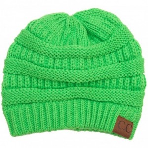 Skullies & Beanies Trendy Warm Chunky Soft Stretch Cable Knit Beanie Skull Cap Hat - Neon Green - C7185R4N8S2 $11.52