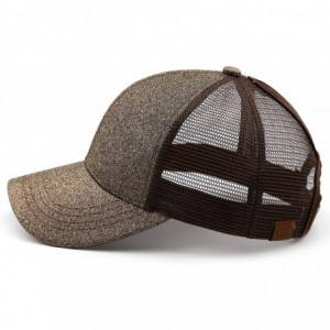 Baseball Caps Hatsandscarf Ponytail caps Messy Buns Trucker Plain Baseball Cap (BT-6) - Glitter-smoky Topaz - C218Q3CIUXS $13.22