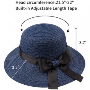 Sun Hats Women-Girls Straw Sun Hat Summer Beach Cap Foldable Visor Floppy Hats Wide Brim with Strap-Big Bowknot-Adjustable - ...