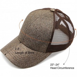 Baseball Caps Hatsandscarf Ponytail caps Messy Buns Trucker Plain Baseball Cap (BT-6) - Glitter-smoky Topaz - C218Q3CIUXS $13.22