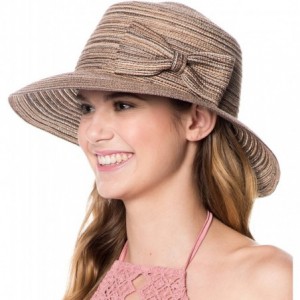 Sun Hats Womens UPF50 Foldable Summer Sun Beach Straw Hats - A Fl2798mix Brown - C218DA29DOS $24.57