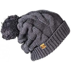 Skullies & Beanies Womens Aprés Pom Beanie - Charcoal - CL18R3GR46R $27.32