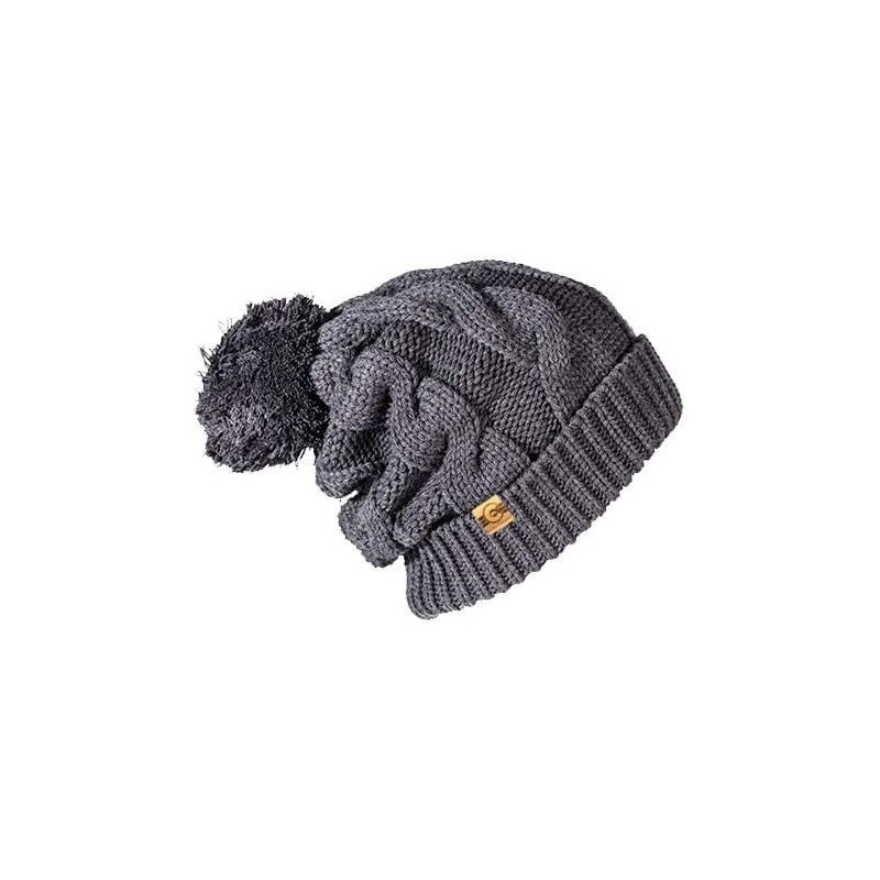 Skullies & Beanies Womens Aprés Pom Beanie - Charcoal - CL18R3GR46R $27.32