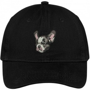 Baseball Caps French Bulldog Head Embroidered Low Profile Soft Cotton Brushed Cap - Black - CT12OCYY2T8 $35.41