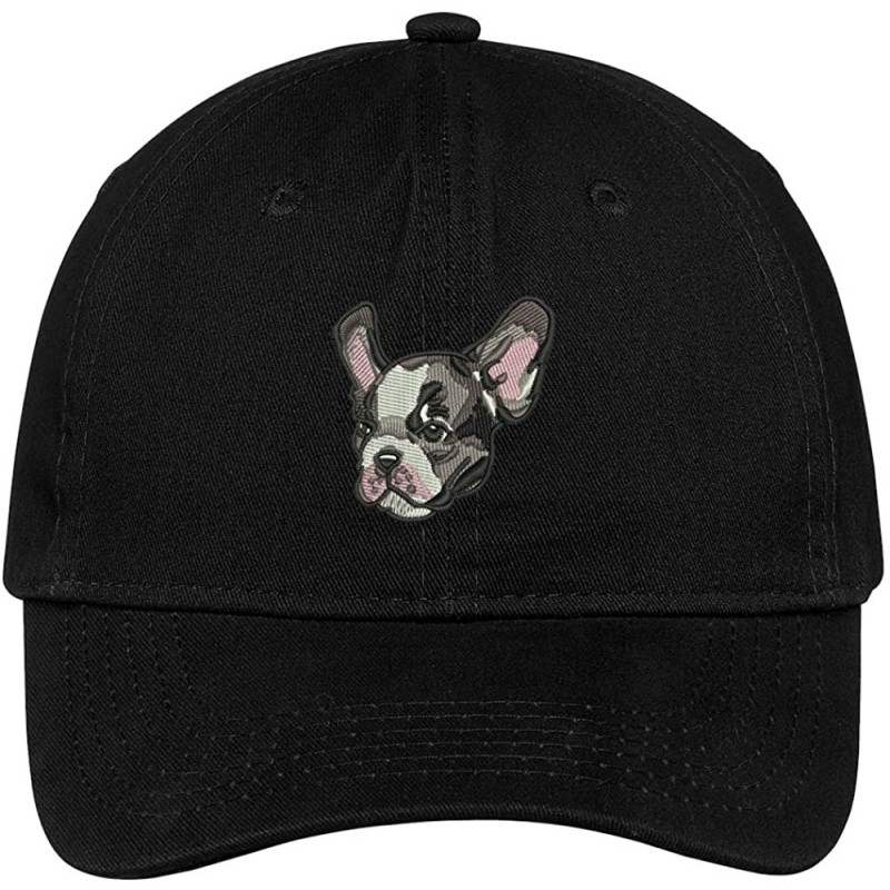 Baseball Caps French Bulldog Head Embroidered Low Profile Soft Cotton Brushed Cap - Black - CT12OCYY2T8 $18.36