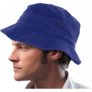 Skullies & Beanies Mens 100% Cotton Fishing Hunting Summer Bucket Cap Hat - Royal Blue - CZ11VSYSWFJ $12.89