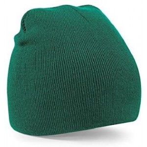 Skullies & Beanies Mens Pull On Warm Knitted Beanie Ski Hat - Bottle Green - C1116LRUOHR $9.77