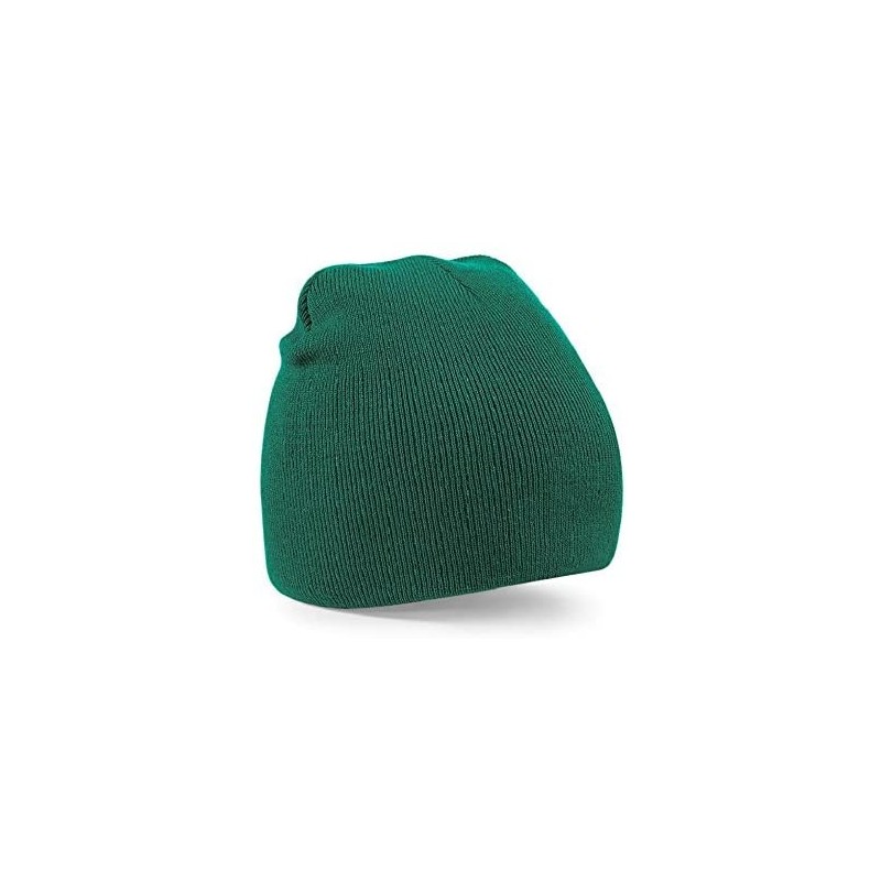 Skullies & Beanies Mens Pull On Warm Knitted Beanie Ski Hat - Bottle Green - C1116LRUOHR $9.77