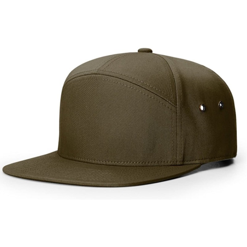 Baseball Caps Richardson 7 Panel Cotton Twill Structured Camper Hat Adjustable Leather Strapback - Dark Loden - CT188UM9HRE $...