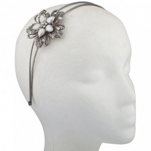 Headbands Floral Flower Pave Crystal Gunmetal Stretch Headband - CZ127ZWUZDJ $11.48