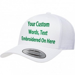Baseball Caps Custom Trucker Hat Yupoong 6606 Embroidered Your Own Text Curved Bill Snapback - White - C51875O6UYL $26.28