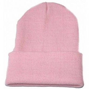 Skullies & Beanies Unisex Slouchy Knitting Beanie Hip Hop Cap Warm Winter Ski Hat - Pink - CO18HYYL6K0 $20.39