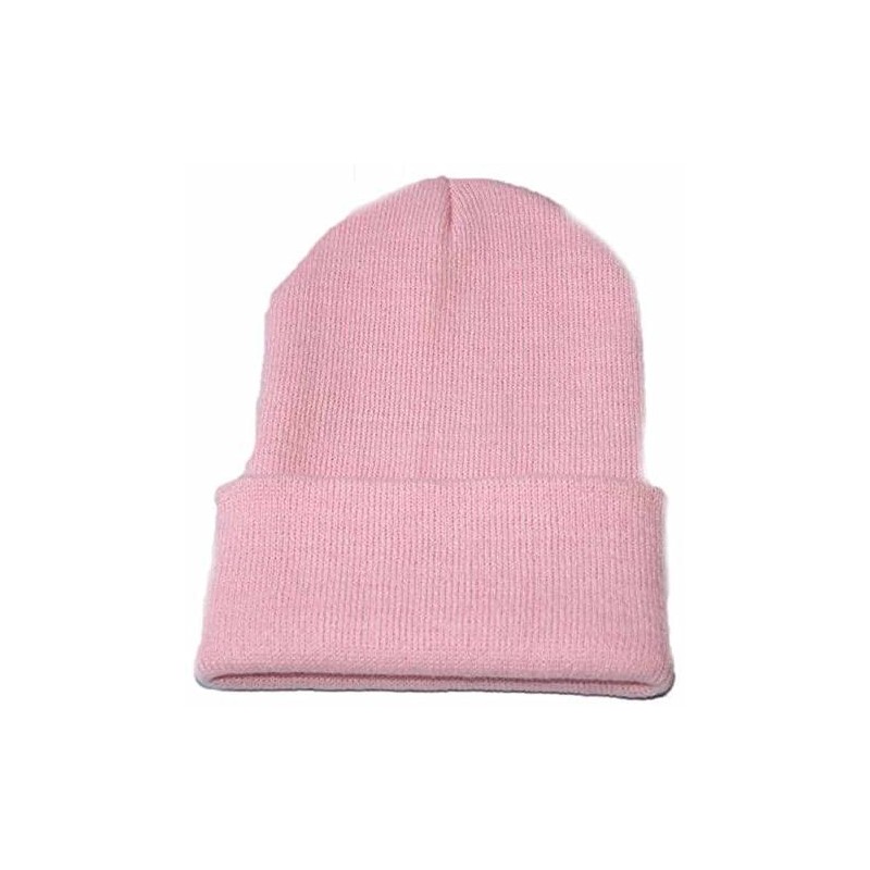 Skullies & Beanies Unisex Slouchy Knitting Beanie Hip Hop Cap Warm Winter Ski Hat - Pink - CO18HYYL6K0 $10.94