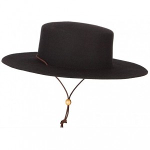 Fedoras Women's Wool Felt Suede Chin Cord Stiff Brim Bolero Fedora Hat - Black - C018YAOYIQ6 $52.67