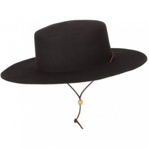 Fedoras Women's Wool Felt Suede Chin Cord Stiff Brim Bolero Fedora Hat - Black - C018YAOYIQ6 $52.67