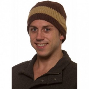 Skullies & Beanies Men's Double Layer Heavy Knit Hat with Fleece Trim Lining H706 - Brown - C41264ZRDCT $9.46