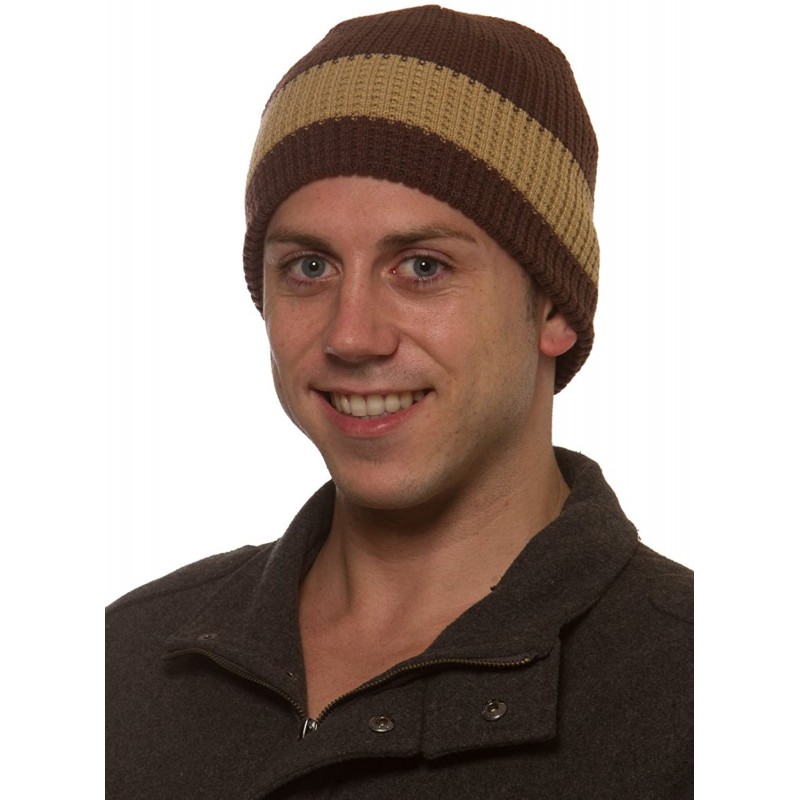 Skullies & Beanies Men's Double Layer Heavy Knit Hat with Fleece Trim Lining H706 - Brown - C41264ZRDCT $9.46