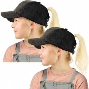 Baseball Caps Kids Ponytail Hat-Girls Baseball Cap with High Bun Messy Ponytail Hole Sun Visor Caps Fit Age 2-8 - CC18SCZNNUZ...
