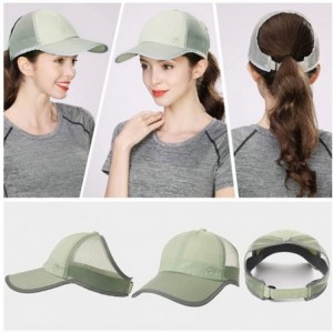 Baseball Caps Women Ponytail Snapback Cap Baseball Dad Hat for Girl High Messy Bun 56-60cm - Green_00701 - CP18QHAT5YQ $10.88