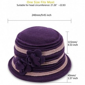 Bucket Hats Womens Bucket Hat for Winter 100% Wool Chemo Cap for Cancer Patient C021 - Purple - CA18AQXO6OL $11.64