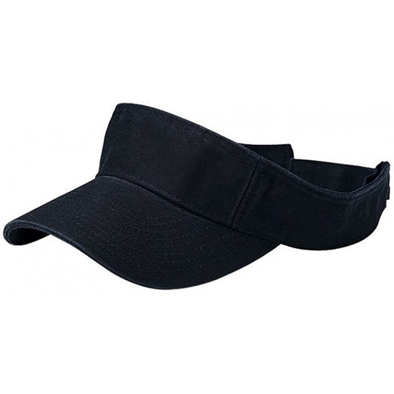 Visors WASHED PRO STYLE COTTON TWILL VISOR - Black - C611CK9WCLL $10.52