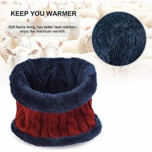 Skullies & Beanies Knitted Hat and Scarf Set- Winter Fleece Lining Wool Beanie Hat Neck Warmers for Men Women - Red - CU18KQA...