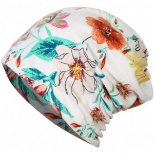 Skullies & Beanies Womens Slouchy Beanie Cotton Chemo Caps Cancer Headwear Hats Turban - 1 Pair-flower-orange - CC18SINIRM4 $...