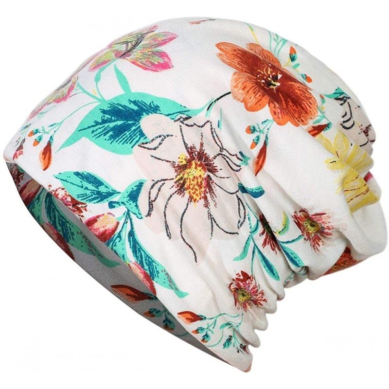 Skullies & Beanies Womens Slouchy Beanie Cotton Chemo Caps Cancer Headwear Hats Turban - 1 Pair-flower-orange - CC18SINIRM4 $...