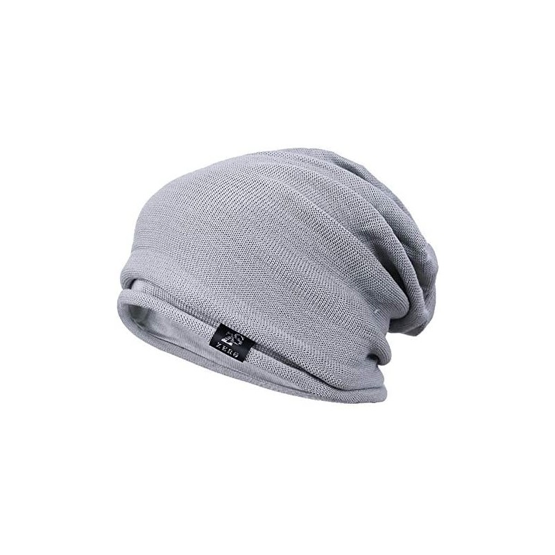 Skullies & Beanies Slouch Beanie Hat for Men Women Summer Winter B010 - Light Grey-roll - CW18YZCW94E $14.50