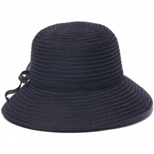 Sun Hats Women's Mae Fold-Roll-Tie Packable Cloche Sun Hat - Black - CT12MZBC9CM $67.59