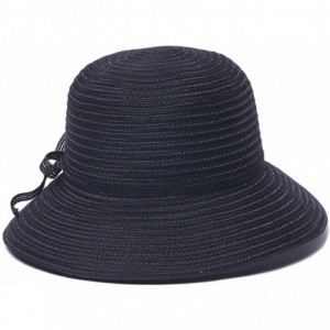 Sun Hats Women's Mae Fold-Roll-Tie Packable Cloche Sun Hat - Black - CT12MZBC9CM $29.35