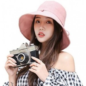 Sun Hats Women Summer Sun Hat UV Sun Protection Wide Brim Cap Foldable Floppy Bucket Hat - Pink - C618NZZDGOU $9.93