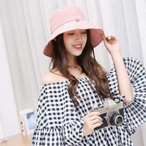 Sun Hats Women Summer Sun Hat UV Sun Protection Wide Brim Cap Foldable Floppy Bucket Hat - Pink - C618NZZDGOU $9.93