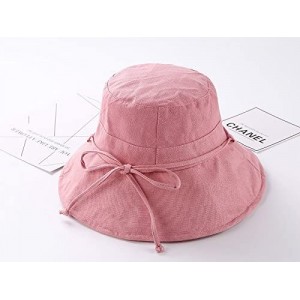 Sun Hats Women Summer Sun Hat UV Sun Protection Wide Brim Cap Foldable Floppy Bucket Hat - Pink - C618NZZDGOU $9.93