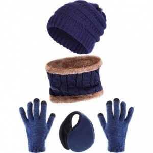 Skullies & Beanies 5 Pieces Winter Warm Set- Includes Winter Beanie Hat Circle Scarf Outdoor Warmer Gloves and Ear Warmer - C...