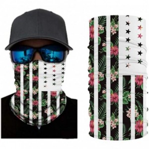 Balaclavas Bandana for Men Women Neck Gaiter Head Wrap Scarf Sun Dust Wind Balaclava Headwear - Usa Flag Flowers - CX197WD3DC...