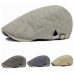 Newsboy Caps Men Vintage Cowboy Retro Cotton Cap Duckbill Beret Sunhat Casual Hip Hop Hat - Light Gray - CB186S693QN $9.99