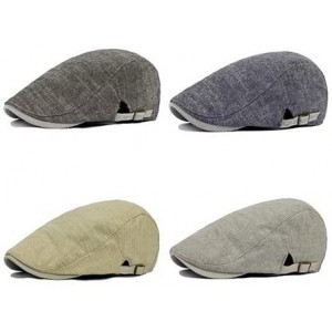 Newsboy Caps Men Vintage Cowboy Retro Cotton Cap Duckbill Beret Sunhat Casual Hip Hop Hat - Light Gray - CB186S693QN $9.99