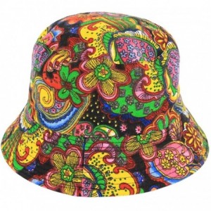 Bucket Hats Women Girls Cotton Leopard Print Reversible Bucket Hat Summer Double Sides Packable Hat for Outdoor Travel - C718...