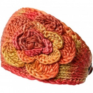 Headbands Winter Two Tone Flower Headband - Tie Dye Orange - CL18KXGHKZA $7.94