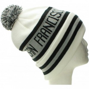 Skullies & Beanies USA Favorite City Cuff Winter Beanie Knit Pom Pom Hat Cap - San Francisco - White Black - CL11Q2UB67F $12.47