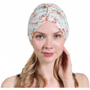 Skullies & Beanies New Women's Cotton Turban Flower Prints Beanie Head Wrap Chemo Cap Hair Loss Hat Sleep Cap - Green Flower ...