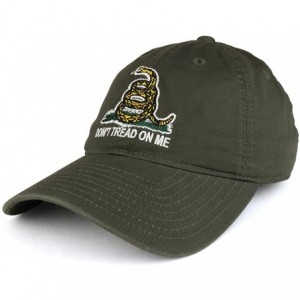 Baseball Caps Don't Tread on Me Gadsden Flag Embroidered Soft Washed Cotton Baseball Cap - Olive - CJ1859NWKDA $20.93