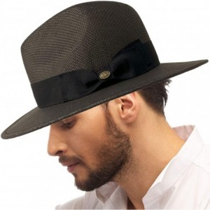 Fedoras Men's Summer Lightweight Panama Derby Fedora Wide 2-3/4" Brim Hat - Black - C21950UE0R4 $27.61