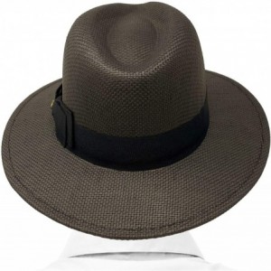 Fedoras Men's Summer Lightweight Panama Derby Fedora Wide 2-3/4" Brim Hat - Black - C21950UE0R4 $27.61