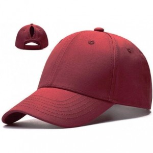 Baseball Caps Ponytail Baseball Cap Hat Adjustable Outdoor Sports Cap Hat for Women Famale Girls - Red - CS18K7UI3Y2 $15.66