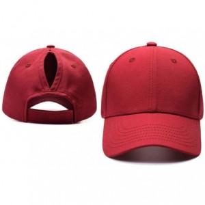 Baseball Caps Ponytail Baseball Cap Hat Adjustable Outdoor Sports Cap Hat for Women Famale Girls - Red - CS18K7UI3Y2 $15.66