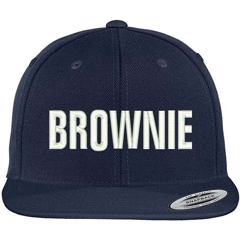Baseball Caps Brownie Embroidered Flat Bill Adjustable Snapback Cap - Navy - C212N36WKFC $21.33